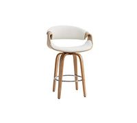 Tabouret de bar design blanc et bois clair 68 cm ARAMIS
