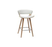 Miliboo Tabouret de Bar Design Blanc et Bois Clair H65 cm Syrah
