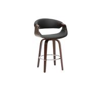 Tabouret de bar design noir et bois foncé 65 cm ARAMIS