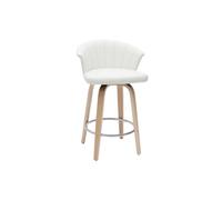 Miliboo Tabouret de Bar Design pivotant Blanc et Bois Clair H65cm Albin