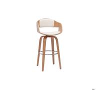 Miliboo - Tabouret de bar design pivotant blanc et bois clair H67.5 cm GAO