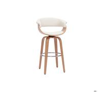 Miliboo - Tabouret de bar design pivotant blanc et bois clair H67 cm OKTAV