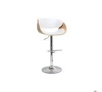 Miliboo - Tabouret de bar design réglable blanc et bois clair BENT