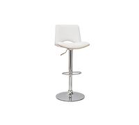 Miliboo Tabouret de Bar Design réglable Blanc et Bois Clair PANACH