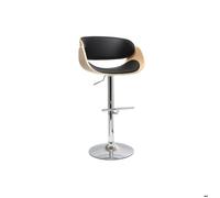 Tabouret de bar design réglable noir et bois clair BENT