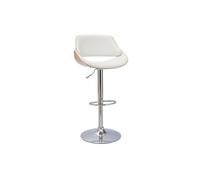 Tabouret de bar design réglable pivotant 360° blanc et bois clair CLASH