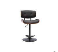 Miliboo - Tabouret de bar design réglable pivotant 360° noir et bois foncé BASILE
