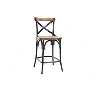 Miliboo Tabouret de Bar Industriel en Bois et métal Vieilli Noir 65 cm Jake