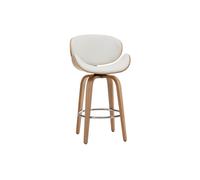 Miliboo - Tabouret de bar pivotant blanc et bois clair 65 cm pivotant 360° WALNUT