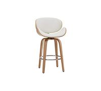 Miliboo Tabouret de Bar pivotant Blanc et Bois Clair 65 cm Walnut