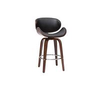 Miliboo Tabouret de Bar pivotant Noir et Bois foncé 65 cm Walnut