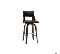 Tabouret de bar vintage pivotant noir et bois foncé GARBO