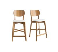 Miliboo Tabourets de Bar Bois chêne et Blanc H65 cm (Lot de 2) Lucia