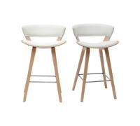 Tabourets de bar design blanc et bois clair H65 cm (lot de 2) SYRAH