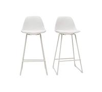 Miliboo Tabourets de Bar Design Blancs Pieds métal 66 cm (Lot de 2) Franz