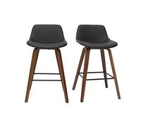 Tabourets de bar design noir et noyer H65 cm (lot de 2) NONIE