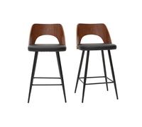 Tabourets de bar design noirs et noyer H66.5 (lot de 2) FALCOM