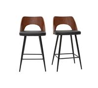 Tabourets de bar design noirs et noyer H66.5 (lot de 2) FALCOM