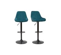 Tabourets de bar design réglables velours bleu pétrole (lot de 2) HOLO