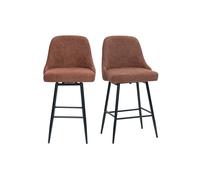 Tabourets de bar pivotants 360° en tissu chenille terre brûlée et métal H66 cm (lot de 2) HASTA