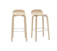 Miliboo Tabourets de Bar scandinaves Bois chêne H68 cm (Lot de 2) OBRA