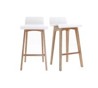Miliboo Tabourets de Bar scandinaves Bois Clair et Blanc H65 cm (Lot de 2) BALTIK