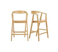 Tabourets de bar scandinaves en bois clair H66.5 cm (lot de 2) BAHIA