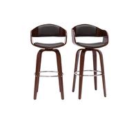 Tabourets de bar vintage pivotants 360° noyer H65 cm (lot de 2) GAO