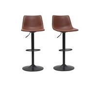 Miliboo Tabourets de Bar Vintage réglables pivotants Marron Clair (Lot de 2) New Rock