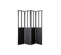 Miliboo Verrière Atelier paravent Industriel en métal Noir et Verre 4 vantaux L160 cm Rack