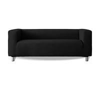 Milica | Housse de canapé Extensible Compatible avec Le modèle Klippan d’IKEA et similaires | pour canapés à accoudoirs Hauts | Tissu Doux, et Ajustable | Couleur Noir sophistiqué et élégant