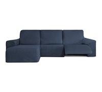 Milica Housse pour canapé d’Angle Relax avec assises Amovibles | Tissu Bután Super Extensible | Méridienne Courte à Gauche | Protège-canapé Lavable et Facile à Installer | Couleur Bleu