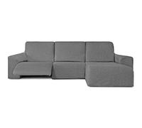 Milica Housse pour canapé d’Angle Relax avec assises Amovibles | Tissu Bután Super Extensible | Méridienne Courte à Droite | Protège-canapé Lavable et Facile à Installer | Couleur Gris