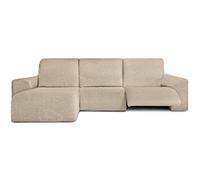Milica Housse pour canapé d’Angle Relax avec assises Amovibles | Tissu Bután Super Extensible | Méridienne Courte à Gauche | Protège-canapé Lavable et Facile à Installer | Couleur Beige