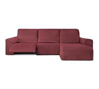 Milica Housse pour canapé d’Angle Relax avec assises Amovibles | Tissu Bután Super Extensible | Méridienne Courte à Droite | Protège-canapé Lavable et Facile à Installer | Couleur Rouge