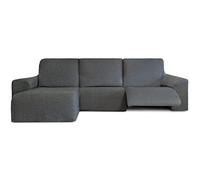 Milica Housse pour canapé d’Angle Relax avec assises Amovibles | Tissu Bután Super Extensible | Méridienne Courte à Gauche | Protège-canapé Lavable et Facile à Installer | Couleur Gris foncé