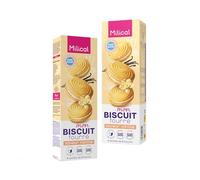 Milical Biscuits Fourrés - Source de Fibres - Végan (Lot de 2) (Vanille) | Biscuits Fourrés avec Édulcorant Saveur Vanille - 2X4 Sachets de 2 Biscuits - Sans Gluten, sans Lactose ni Huile de Palme