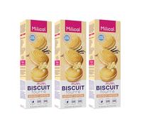 Milical Biscuits Fourrés - Source de Fibres - Végan (Lot de 3) (Vanille) | Biscuits Fourrés avec Édulcorant Saveur Vanille - 3X4 Sachets de 2 Biscuits - Sans Gluten, sans Lactose ni Huile de Palme