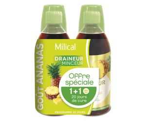 Milical Draineur minceur ultra goût ananas lot de 2 bouteilles de 500ml