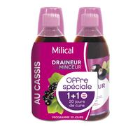 Milical Draineur minceur ultra goût cassis lot de 2 bouteilles de 500ml