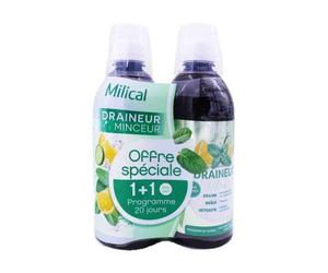 Milical Pack Draineur Minceur Ultra Menthe Citron 2x500ml