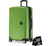 Milieu - valise moyenne + badge numérique, valise de voyage extensible check-in bagages valise à roulettes 90L sangle 158 cm double roulettes trolley TSA,Vert pomme