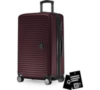 Milieu - valise moyenne + badge numérique, valise de voyage extensible check-in bagages valise à roulettes 90L sangle 158 cm double roulettes trolley TSA,Bourgogne