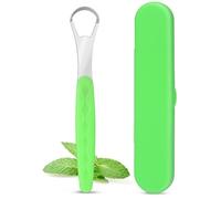 Milifox Rape Langue pour Adulte,Gratte Langue Inox Avec éTui de Rangement,Adapté à Usage Quotidien à Maison et en Voyage.Assure Nettoyage en Profondeur pour Une Haleine FraîChe,Vert Clair
