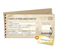 Milijou | Carte à gratter voyage surprise | Chèque cadeau surprise personnalisation destination, carte d'embarquement à gratter, billet avion, annonce anniversaire