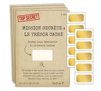 Milijou - Chasse au Trésor à Gratter pour Goûter ou Fête d'anniversaire - Activité Intérieur Extérieur Vacances - Thème espionnage -10 Cartes Personnalisables + 10 Pastilles