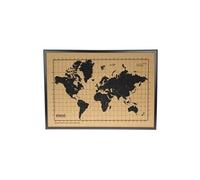 Millimetrado Tableau d'affichage, avec carte du monde en liège, cadre en bois noir, pour marquer les voyages, plaque en liège, cadeau original pour voyageurs, conçue et fabriquée en Espagne