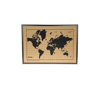 Sticker mural GENERIQUE milimetrado Carte du monde liège et cadre bois Noir et marron 70x50 cm