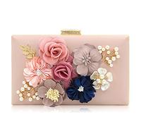 Milisente Pochette Du Soir Femme Soirée Pochette Fleur Embrayage Sac à Main (Rose)