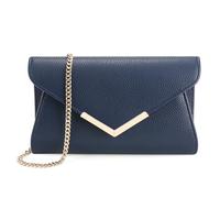 Milisente Pochette en cuir pour femme - Petit sac à bandoulière (gaufré, L bleu), Cuir gaufré bleu